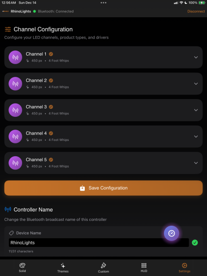 RhinoLink Settings