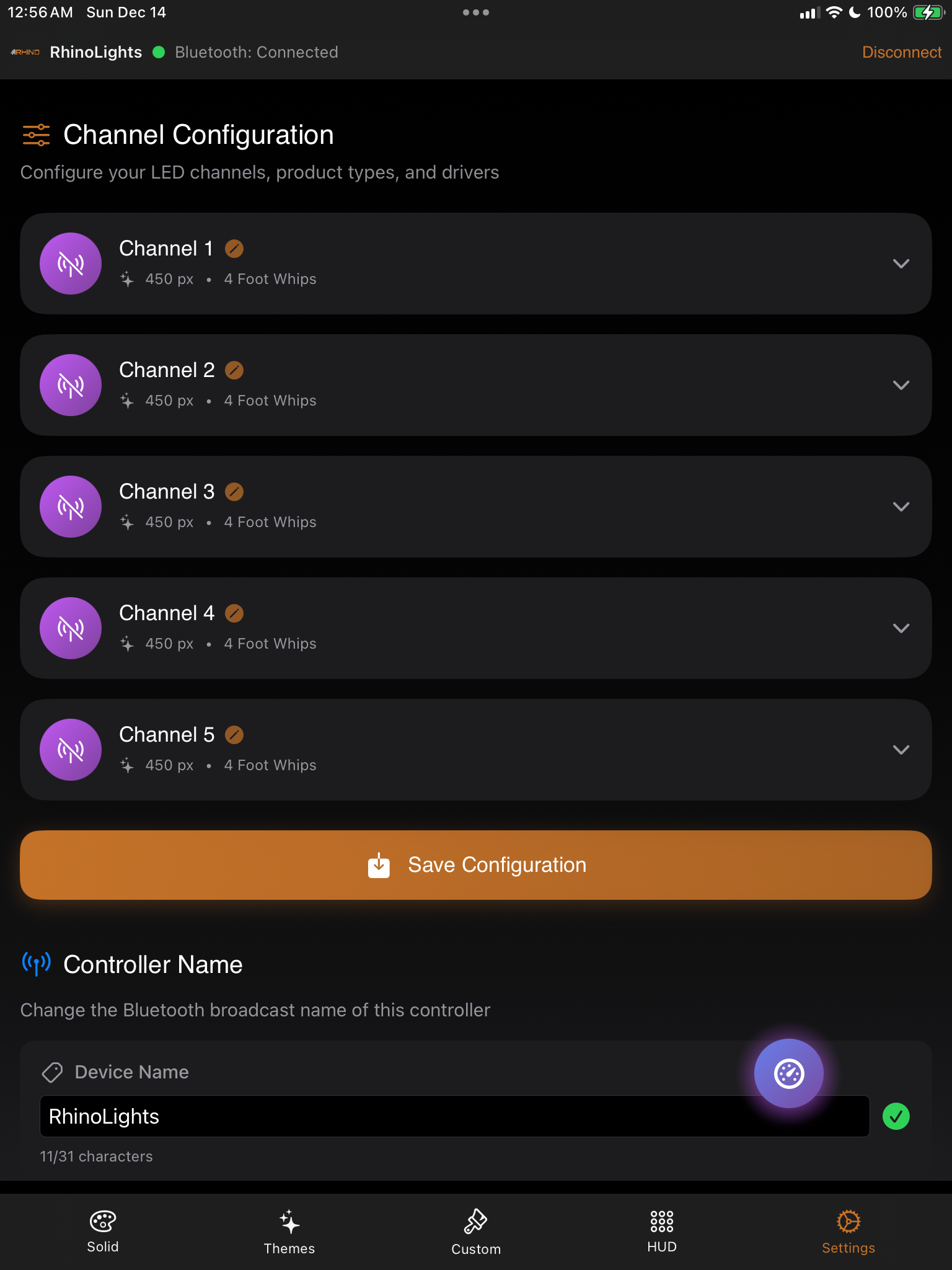 RhinoLink Settings