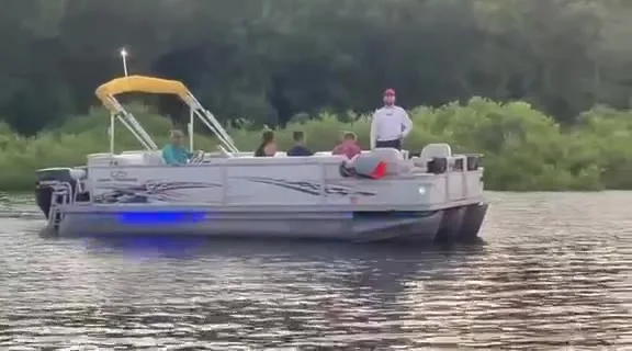 Pontoon boat with led strips