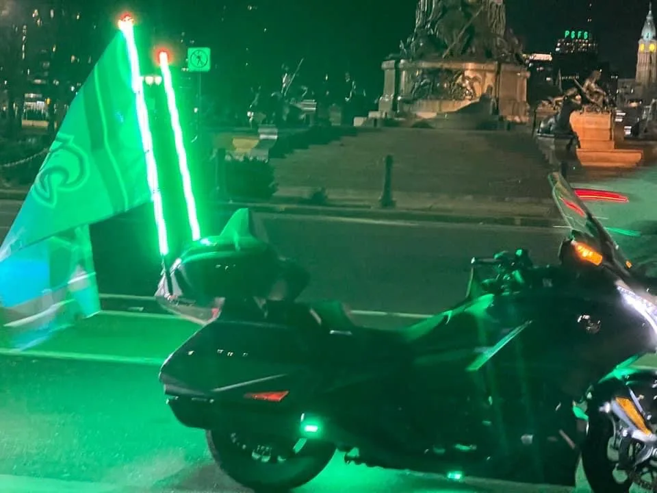 Motorcycle with Whips and Rock Lights